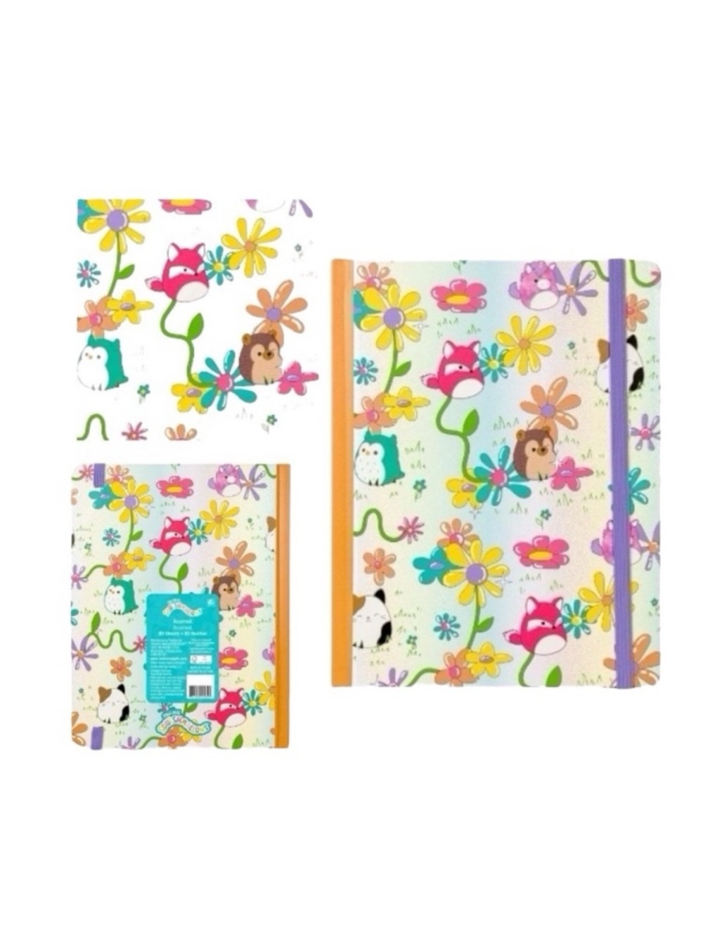 Squishmallows Colorful Characters and Flower Journal - Orange and Purple